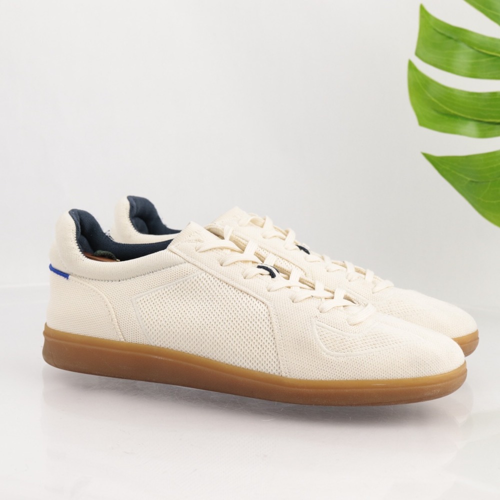 Rothys Mens RS01 Sneakers Size 12 Bone White Knit Lace Up Travel Shoe Casual Low